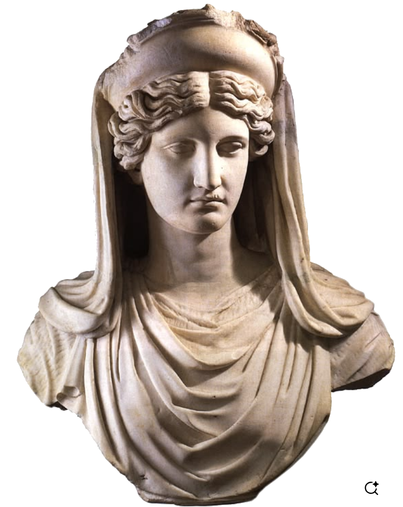 Roman sculpture of Demeter in marble, dated 2nd century A.D. Altemps Palace National Roman Museum, Italy. Inspired by a Greece original from the 4th century B.C.